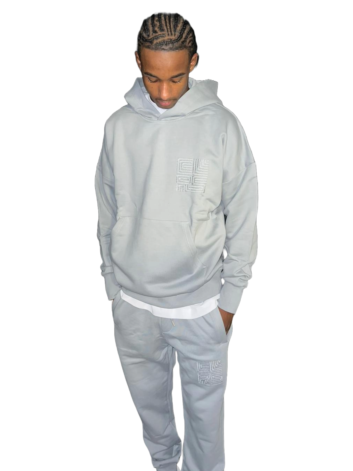 3H x CLRS Unisex Gray Blue Azone Essential Heavy Drop-shoulder Tracksuit