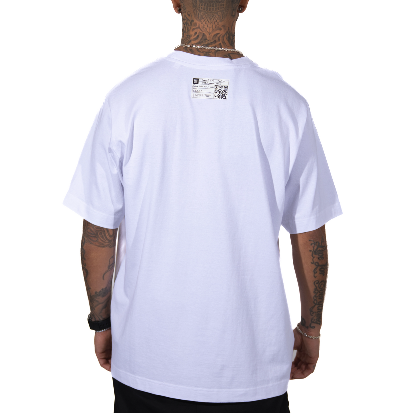 3H White Oversized 100% Organic Cotton T-shirt Minimalistic Embroidered Design
