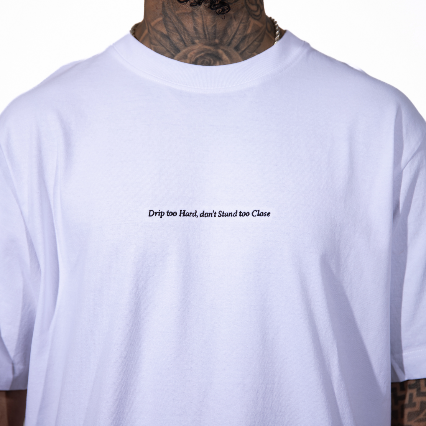 3H White Oversized 100% Organic Cotton T-shirt Minimalistic Embroidered Design