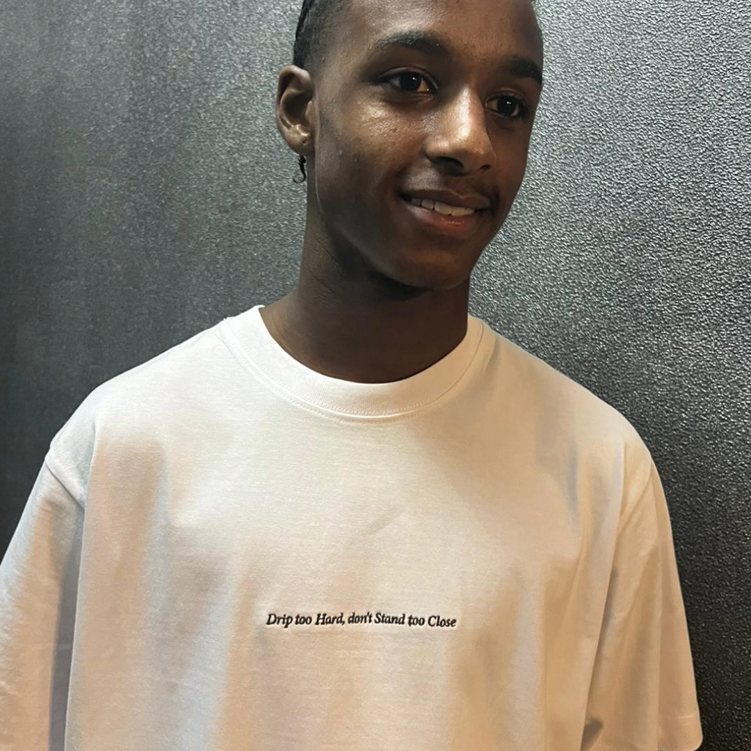 3H White Oversized 100% Organic Cotton T-shirt Minimalistic Embroidered Design