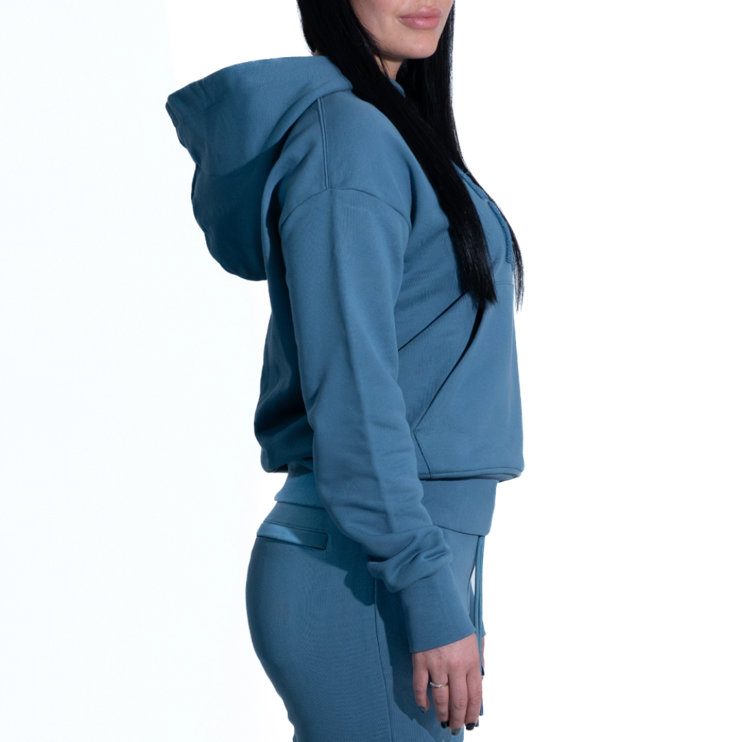3H x HerFit Unisex Blue Larimar Essential Heavy Drop-shoulder Tracksuit