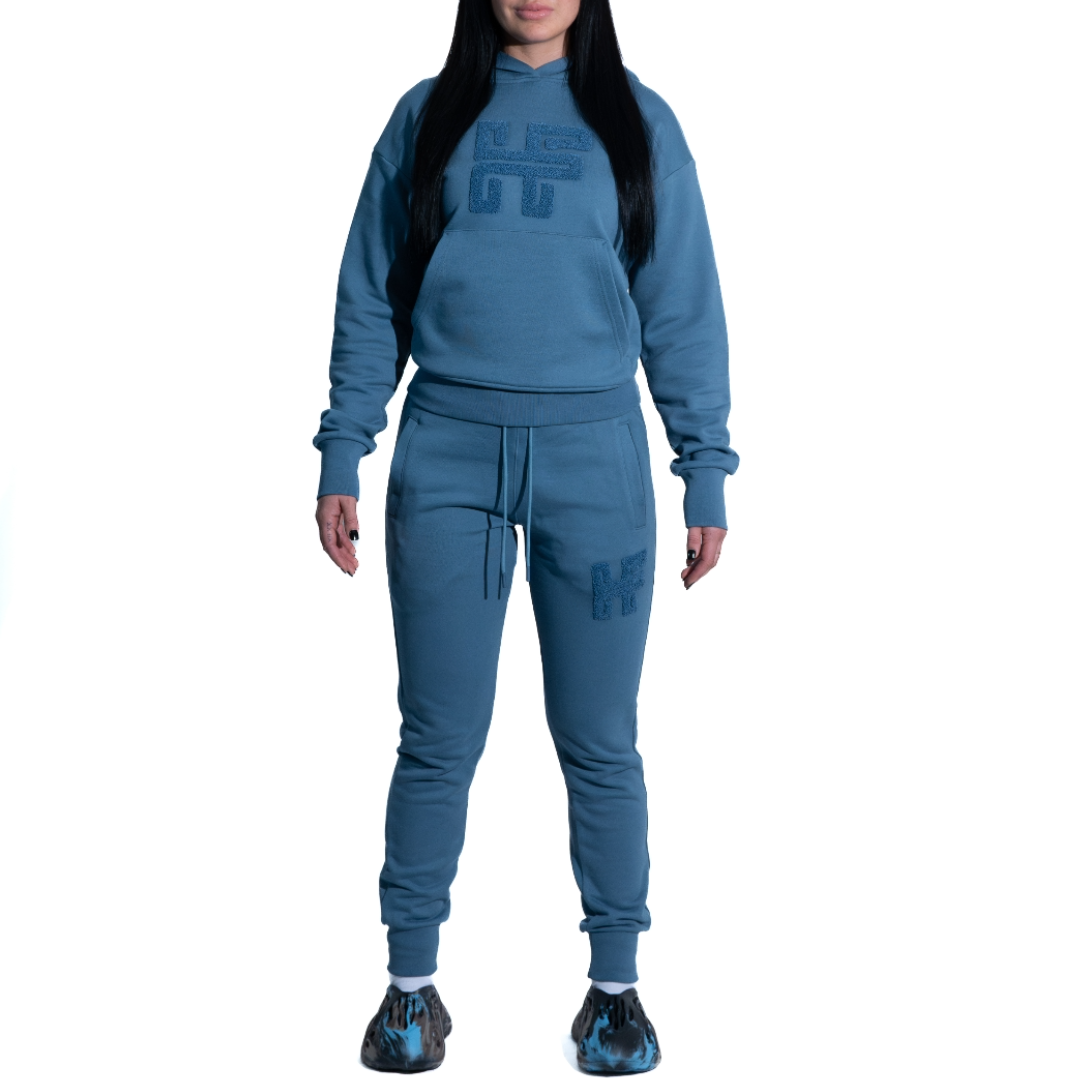 3H x HerFit Unisex Blue Larimar Essential Heavy Drop-shoulder Tracksuit