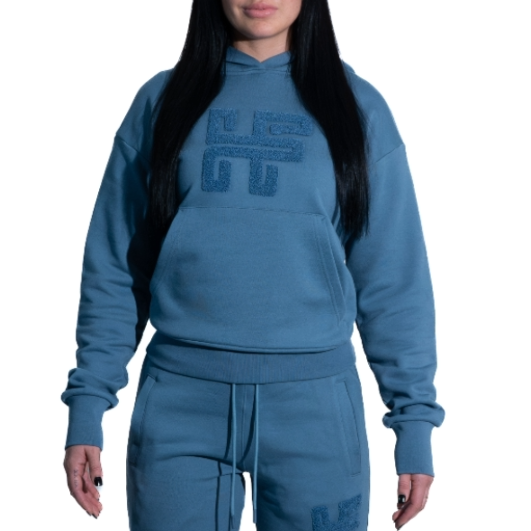 3H x HerFit Unisex Blue Larimar Essential Heavy Drop-shoulder Tracksuit